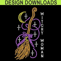 Witchy Woman Broom Rhinestone Download