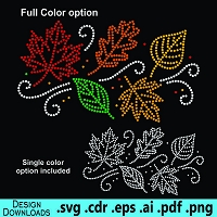 TRW Fall Leaves in the Wind - Rhinestone Design