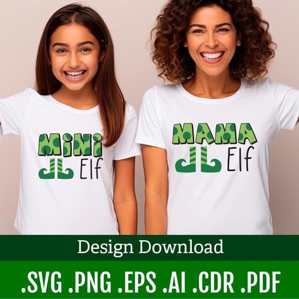 Mini and Mama Elf - SVG Design Download 