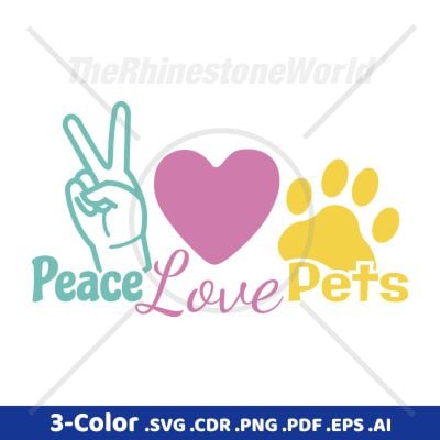 Peace Love Pets Downloadable Vector SVG Design 