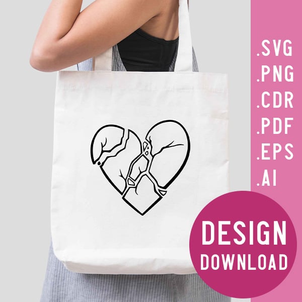 Broken Heart Downloadable Vector SVG Design 