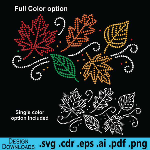 TRW Fall Leaves in the Wind - Rhinestone Design 