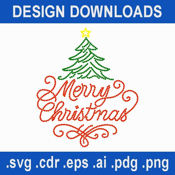 TRW Merry Christmas Tree - Rhinestone Design 